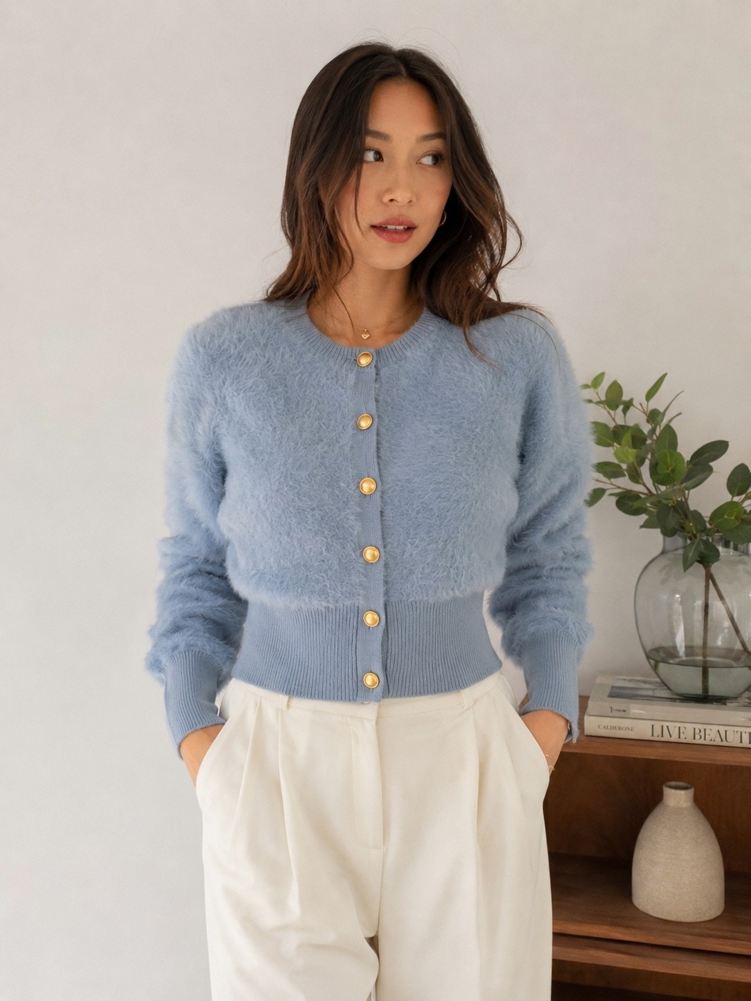Bailey 44 Powder Blue Soft Fuzzy Cardigan Small Nwt